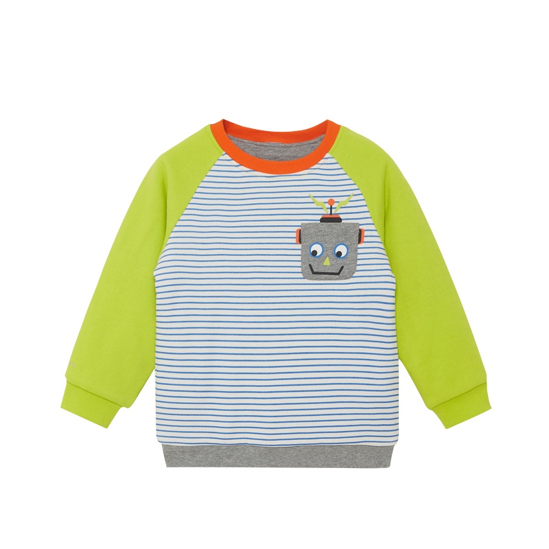 丽婴房童装男童冬装夹棉卫衣2020新款宝宝保暖长袖打底衫条纹T恤