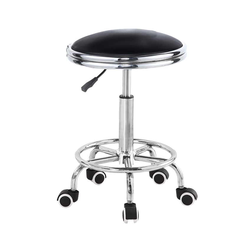 [规格:2张装160# 轮子款]凳子 PU软包可升降可旋转凳子 车间工作椅子小圆凳美容凳 收银吧台椅带轮皮椅
