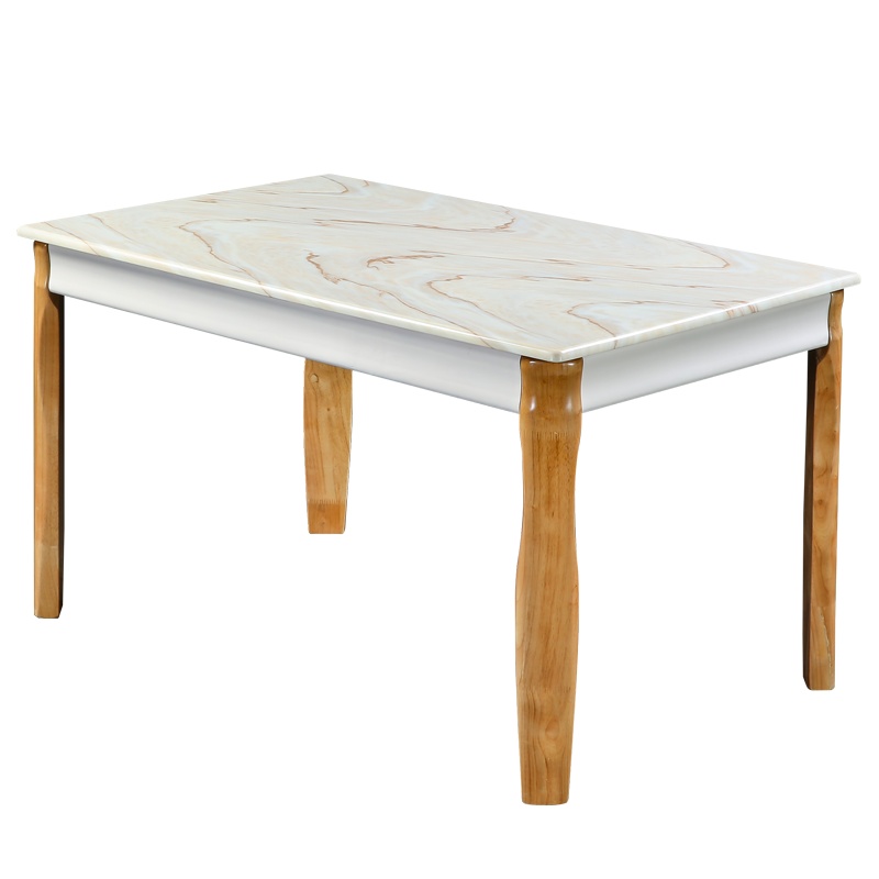 HiBoss现代简约火烧石餐桌圆桌饭桌实木餐桌