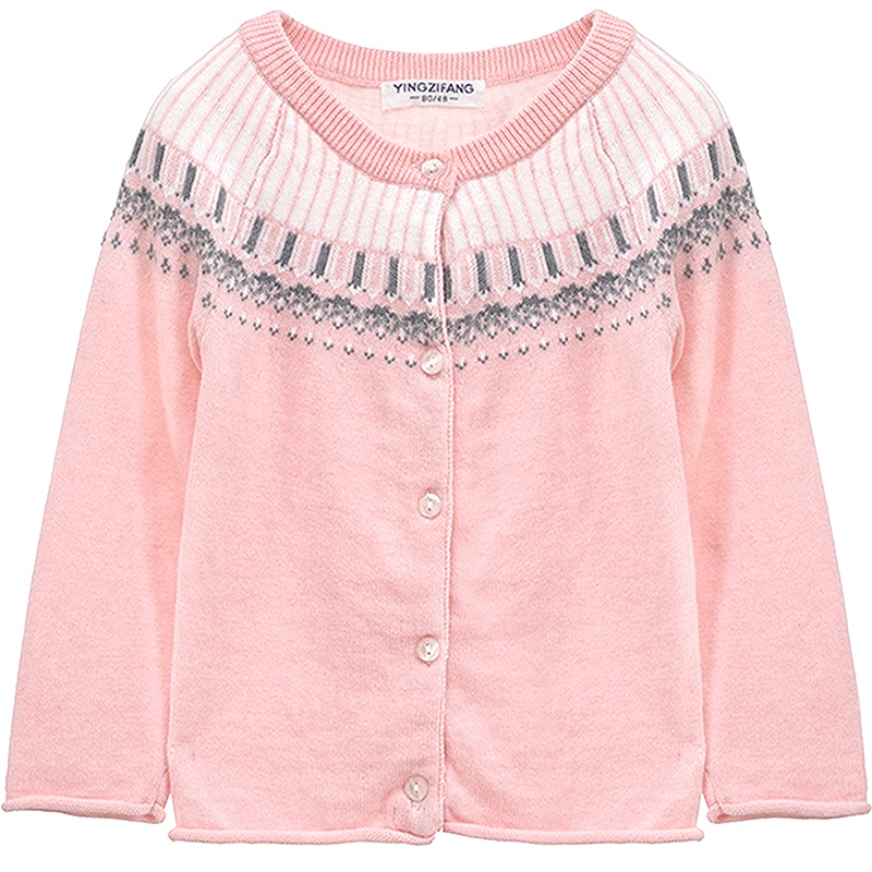 婴姿坊女童春秋开衫女宝宝纽扣毛衣外套针织衫韩版