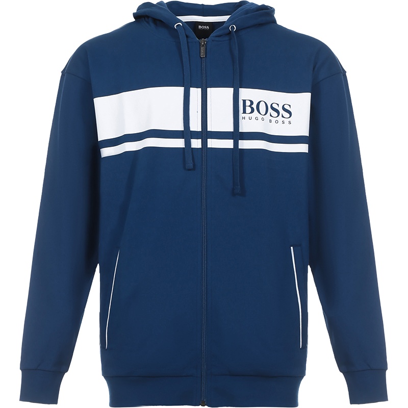 HUGO BOSS 雨果博斯 男士 LOGO图案棉质连帽运动衫夹克外套 50431084