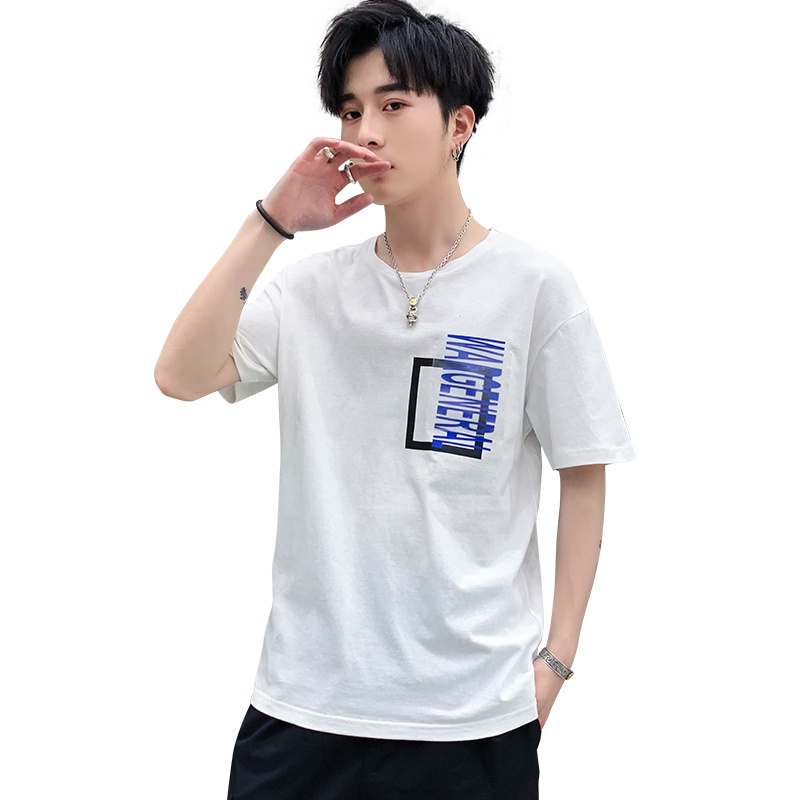 三弦(LA CORDE)2019夏季新款短袖T恤圆领上衣男潮牌韩版宽松半袖学生体恤衫LA-MD-9197