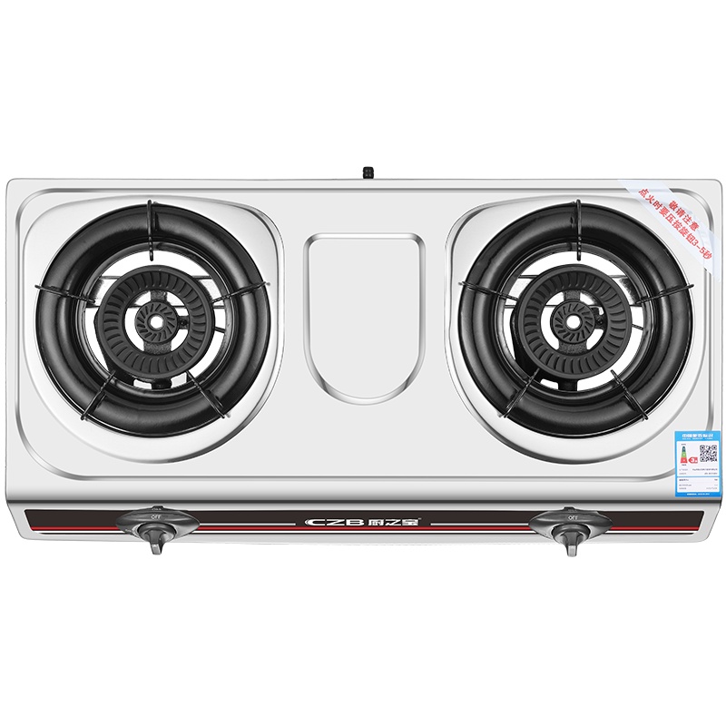 CZB厨之宝D1215SX 猛火节能家用3.8kW不锈钢台式液化气燃气灶双灶