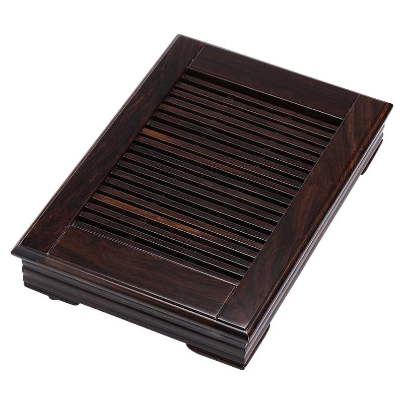 苏氏陶瓷 SUSHI CERAMICS 黑檀木茶盘小博古蓄水泡茶台茶托34.3*24cm