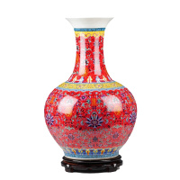 彩帮景德镇大号陶瓷花瓶欧式珐琅彩落地大花瓶花器插花客厅装饰摆件