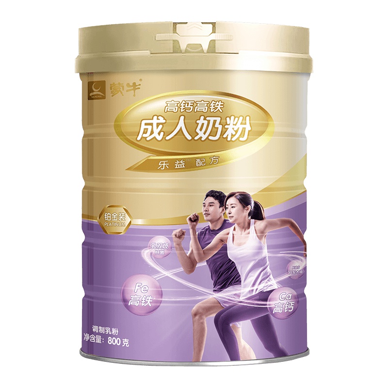 蒙牛(MENGNIU)铂金装成人高钙高铁牛奶粉罐装800g成人女士营养早餐冲饮