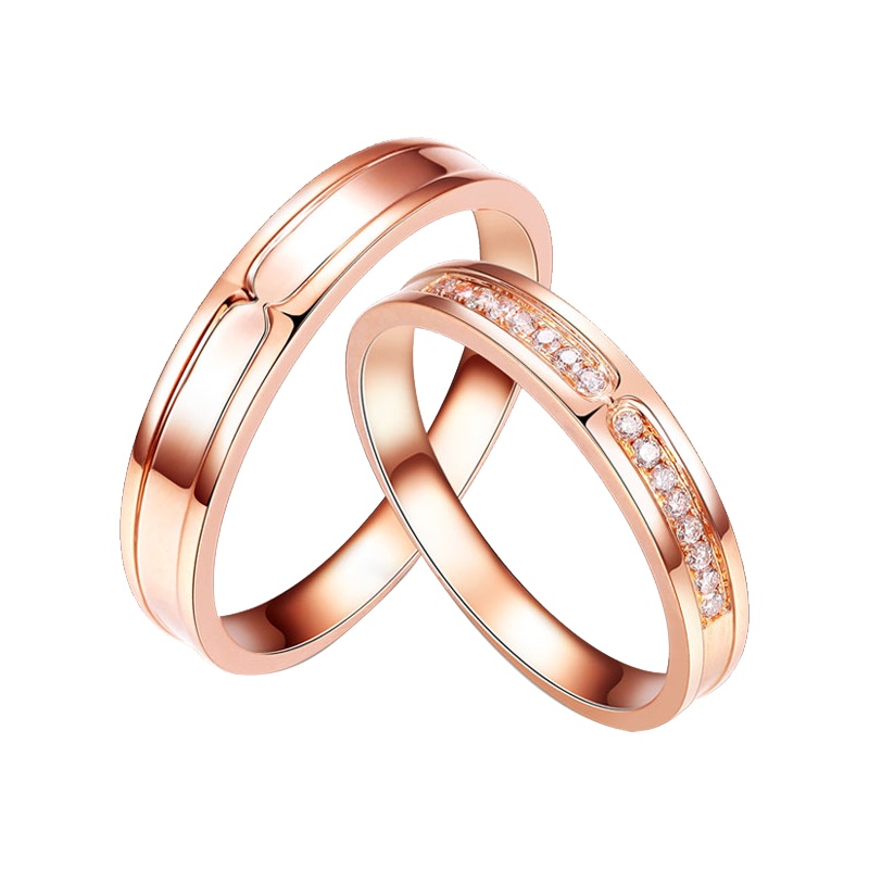 GZUAN古钻珠宝 轨迹 18K金钻石情侣戒指订婚/结婚戒指 DJ3091