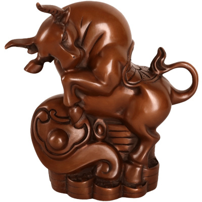 礼氏嘉 紫铜工艺品如意生肖牛仿古摆件生日商务礼品如意牛