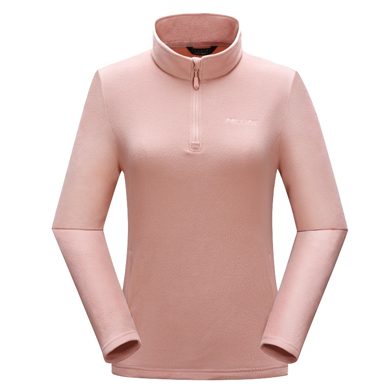 伯希和户外半开衫立领抓绒衣男女士情侣冬季套头防风加绒徒步登山越野野营透气防风保暖摇粒绒外套