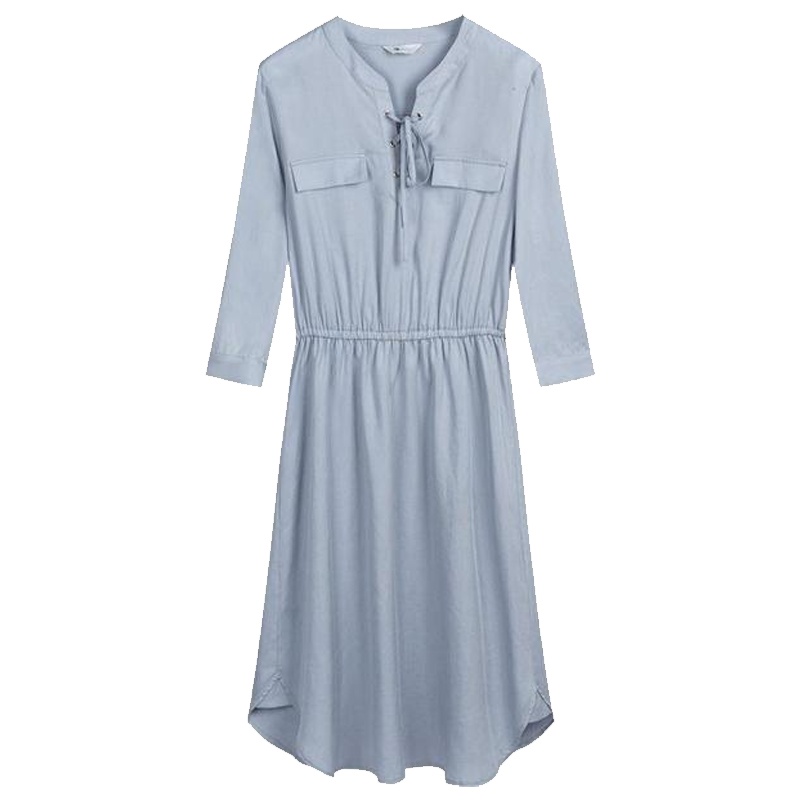 7M裙子春季chic高腰收腰中长款显瘦女人味衬衫连衣裙女70011258