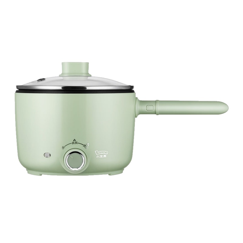 小浣熊电煮锅1.3L小巧容量不粘图层防溢内胆环形加热宿舍学生煮面神器防干烧小电锅火锅家用能迷你寝室小锅小功率