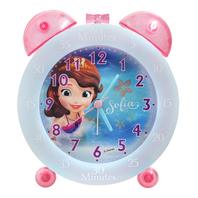 迪士尼(DISNEY)儿童闹钟学生卧室床头钟时尚懒人钟索菲亚小公主苏菲亚可爱卡通儿童石英台钟闹铃儿童教学闹钟