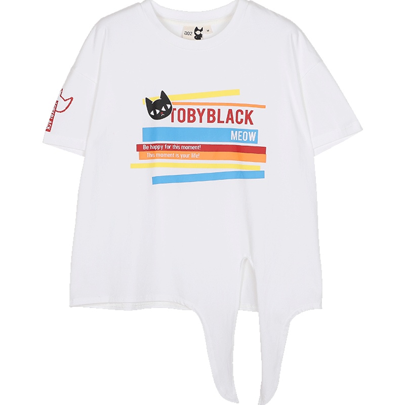 a02新款2020潮流个性字母印花绑带圆领短袖T恤女DTV2C0171KT