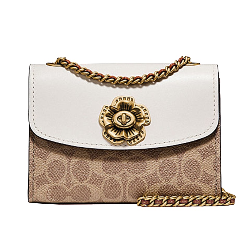 蔻驰(COACH)山茶花PARKER迷你女士18号单肩斜挎包白色 34256-B4HA