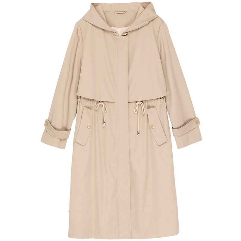 恒源祥女士风衣2020新款气质收腰连帽女士中长款风衣外套