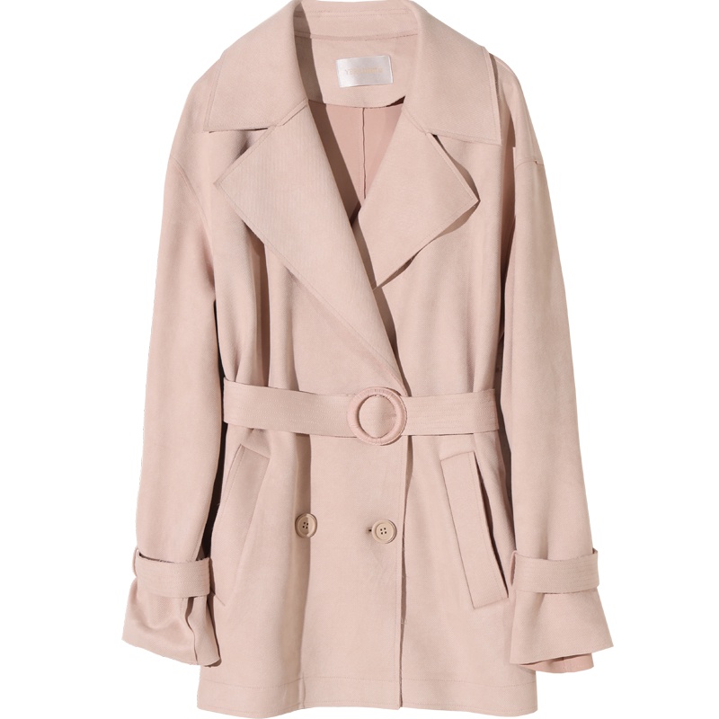 娅丽达女装风衣外套女2019秋季新款西装领纯色宽松女士韩版上衣I7519