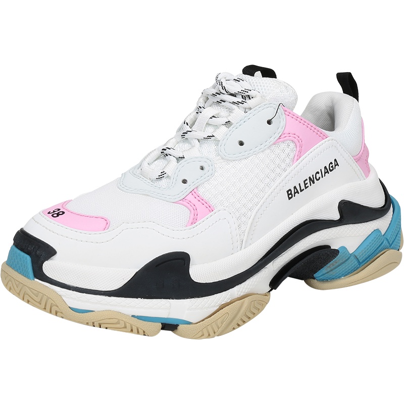 BALENCIAGA 巴黎世家 女士织物配皮系带休闲运动鞋脏脏鞋 524039 W09OM