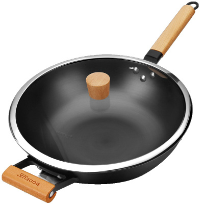 铂帝斯BODEUX 尼斯 铸铁炒锅 不易生锈无涂层家用炒菜锅32cm电磁炉燃气通用