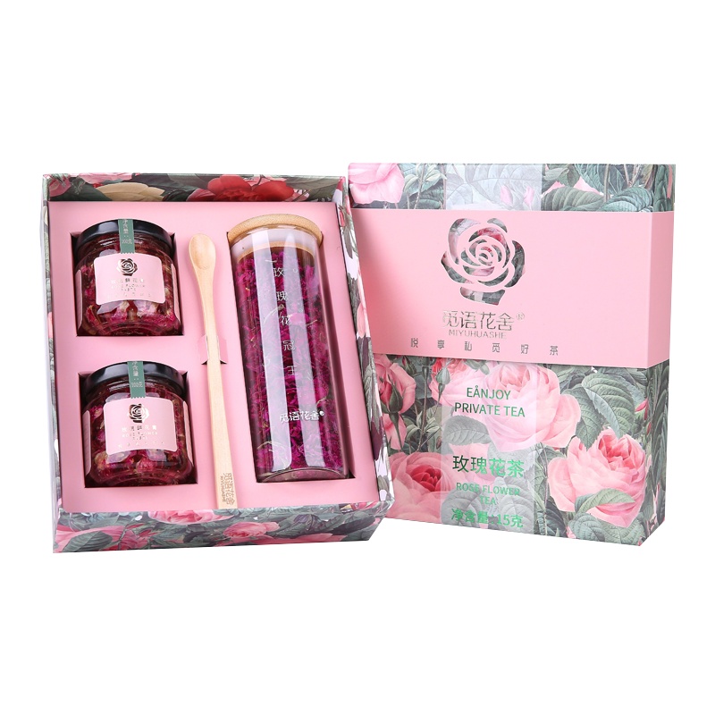 平阴蜂蜜玫瑰花茶礼盒装感恩节伴手礼品大朵重瓣红玫瑰花茶玫瑰酱