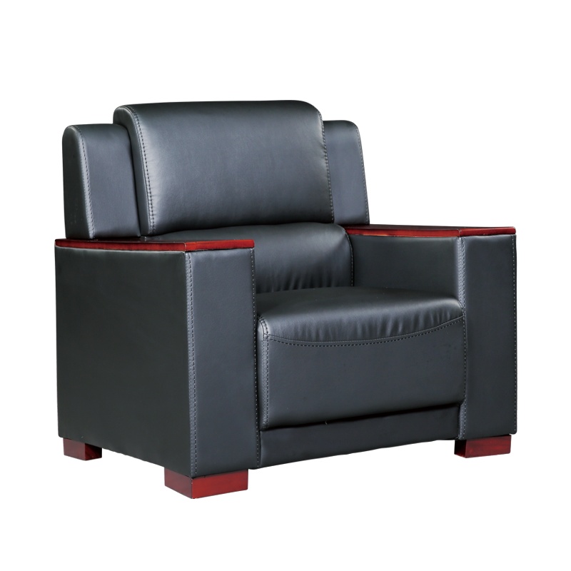 [红心家居]真皮现代简约沙发单人位沙发接待沙发公寓客厅沙发