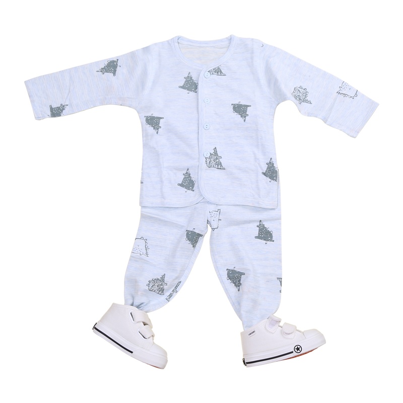 小马波迪婴儿衣服新生儿内衣开扣套装春夏新品卡通纯棉宝宝两件套和尚服