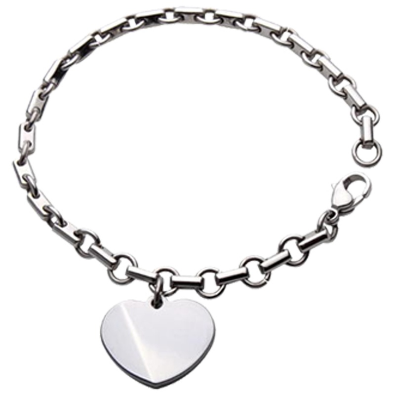 梦克拉Mkela 甜美系百搭钨金心形手链女 爱痕 镜面抛光时尚钨金饰品 创意礼物