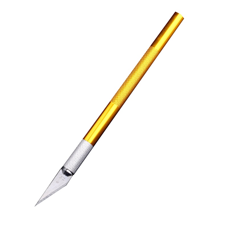 雕刻刀古达橡皮章雕刻刀剪纸笔刀手工木雕刀工具水果雕刻刀套装美工刀 金色雕刻刀_送20片刀片