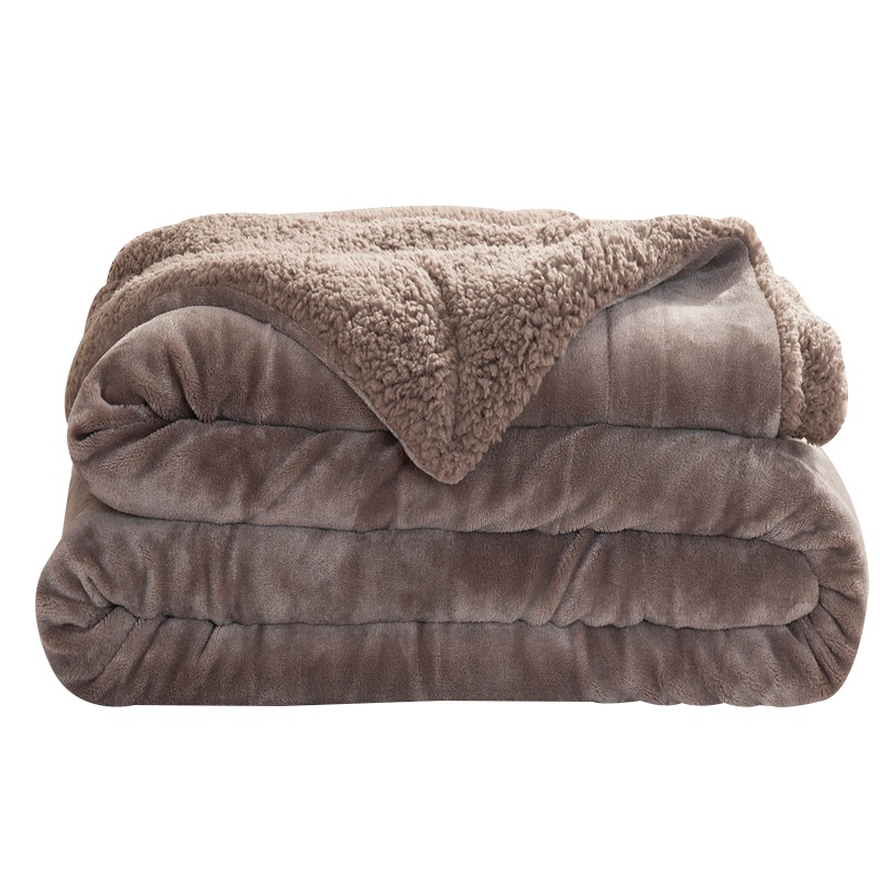 北极绒(Bejirog)家纺 纯色双层加厚单双人羊羔绒毛毯法兰绒毯子冬季保暖珊瑚绒毛毯盖毯