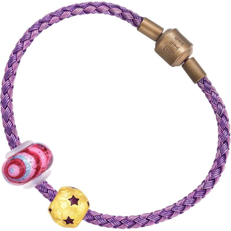 周生生(CHOWSANGSANG) 黄金(足金)Charme串珠系列Murano Glass幸运星手链89920B 定价