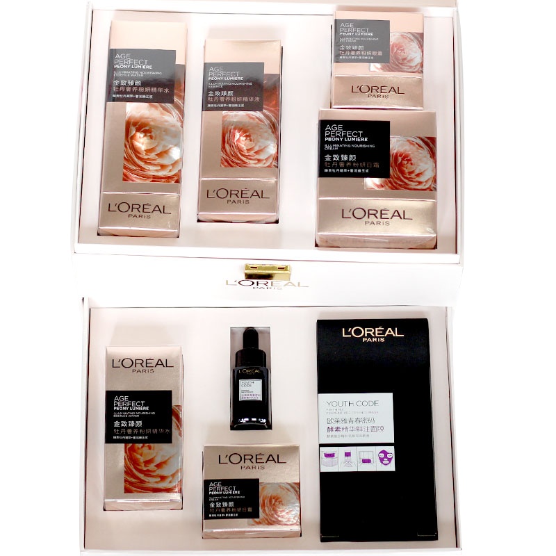 欧莱雅金致臻颜牡丹奢养粉妍套装礼盒提拉紧致滋养保湿女护肤亮肤