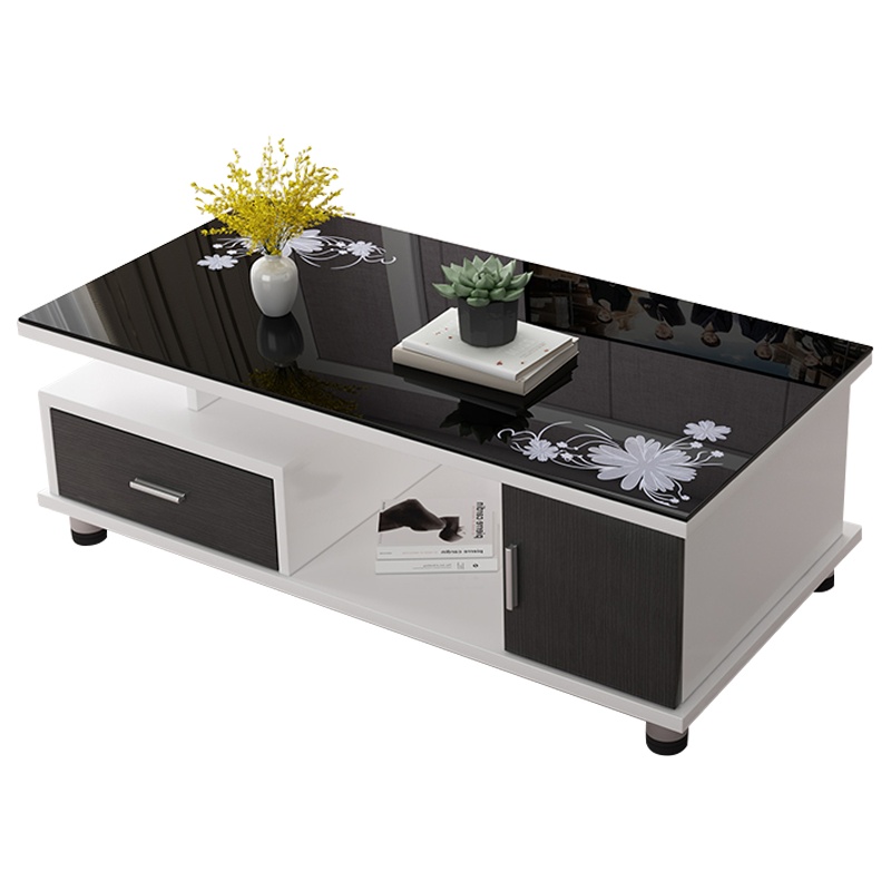 汉诺鑫威圆角茶几简约现代家用客厅小户型欧式电视柜组合茶桌玻璃茶几桌[工厂现做 7天内发货]