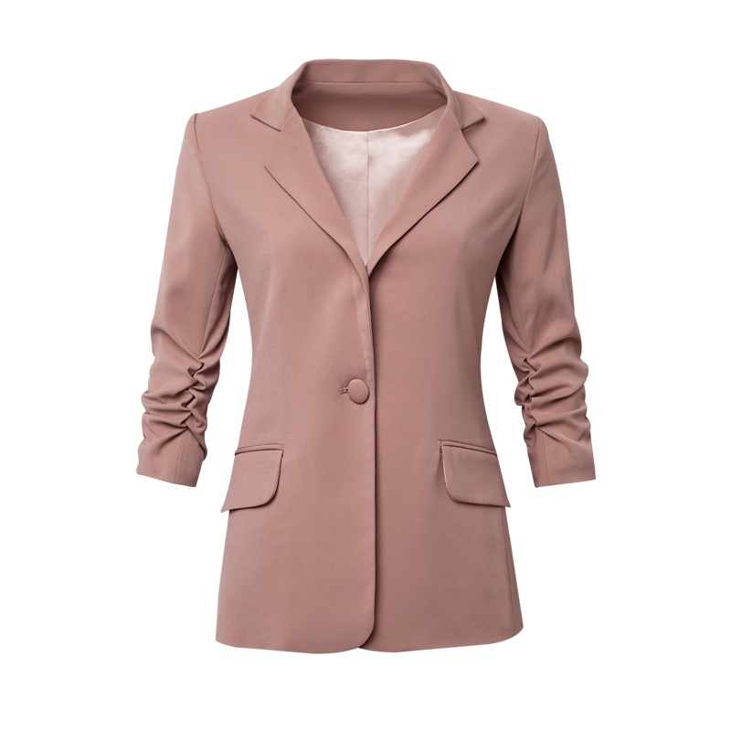 晚白2019秋季新品纯色通勤风修身一粒扣百搭职业外套上衣小西装女