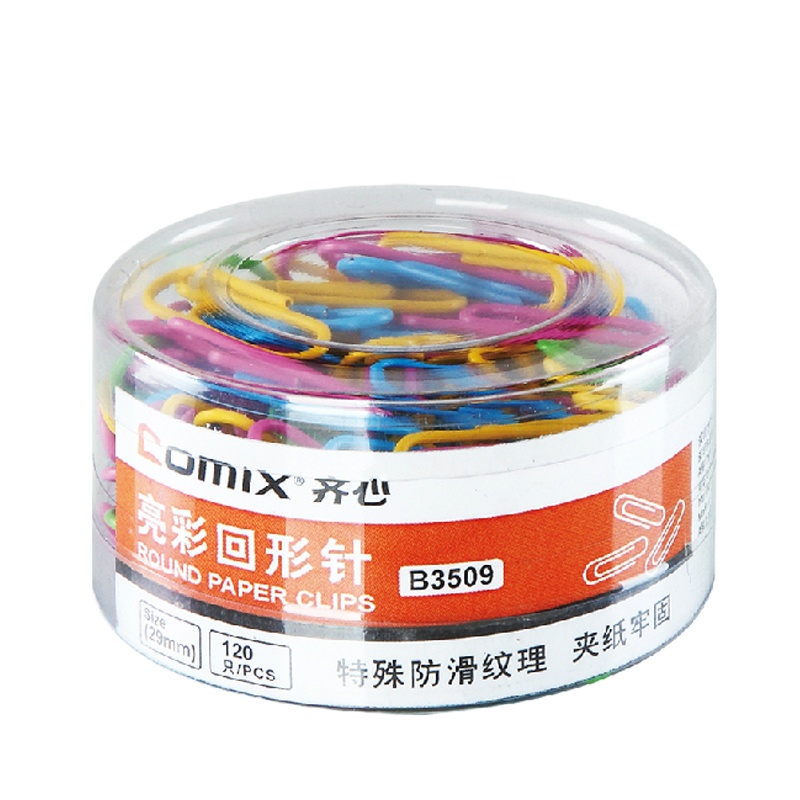 齐心(COMIX)B3509彩色回形针6筒装