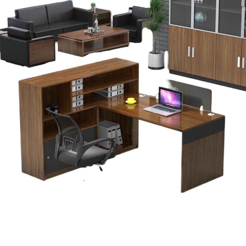 财务办公桌简约现代2/4/6人位屏风隔断职员桌卡座双人办公桌组合 1.5米单人位[左高柜+办公椅]