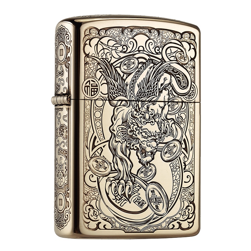 zorro佐罗煤油打火机防风创意五面雕刻复古貔貅个性男士火机
