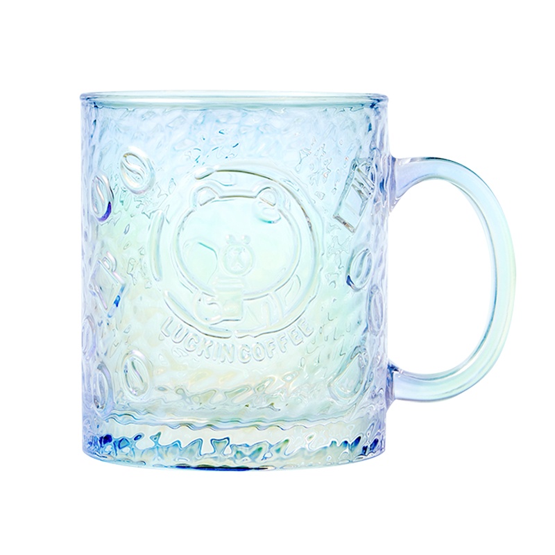 瑞幸咖啡(luckin coffee)炫彩浮雕玻璃杯高颜值水杯