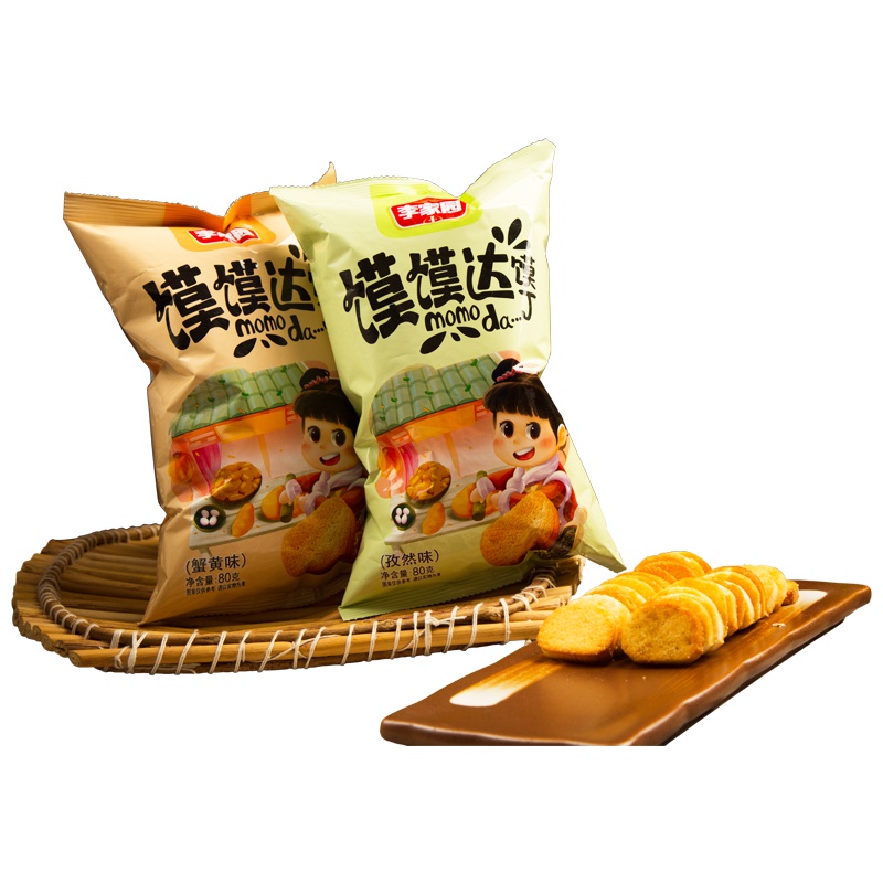 李家园 馍馍达馍丁 蟹黄味 孜然味 80g*4袋 烤馍馒头片零食