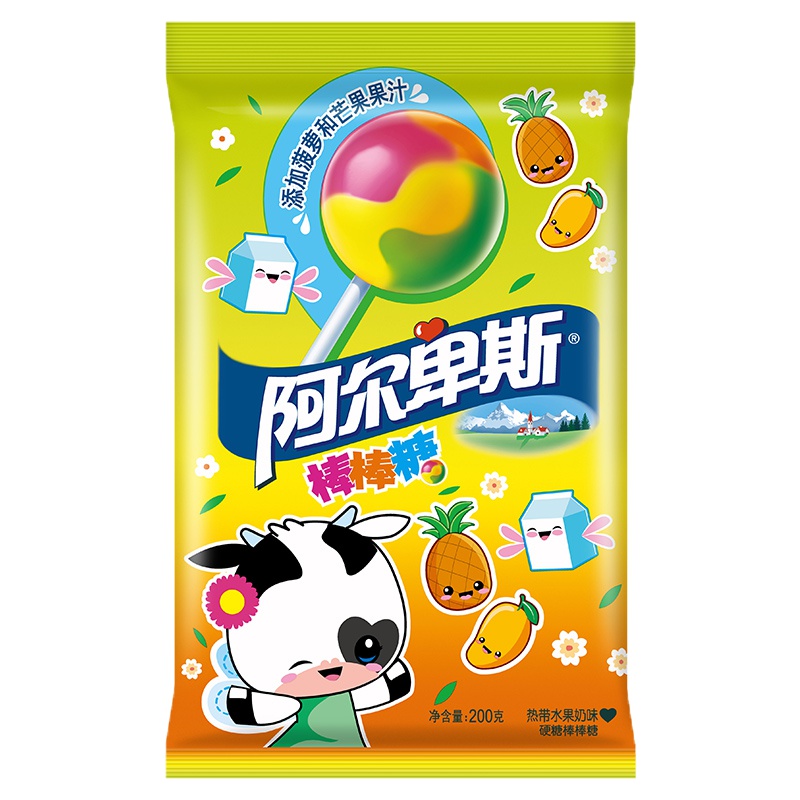 阿尔卑斯热带水果味硬糖棒棒糖200g/袋