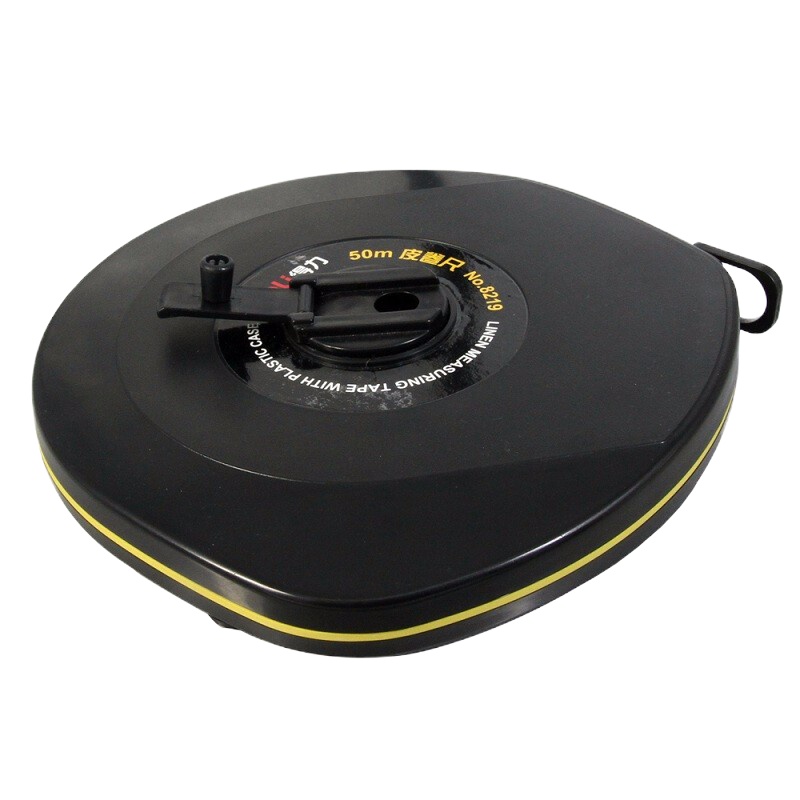 得力 8219 皮卷尺 50米长皮尺防水盒装修体育皮卷尺工程皮尺 黑色