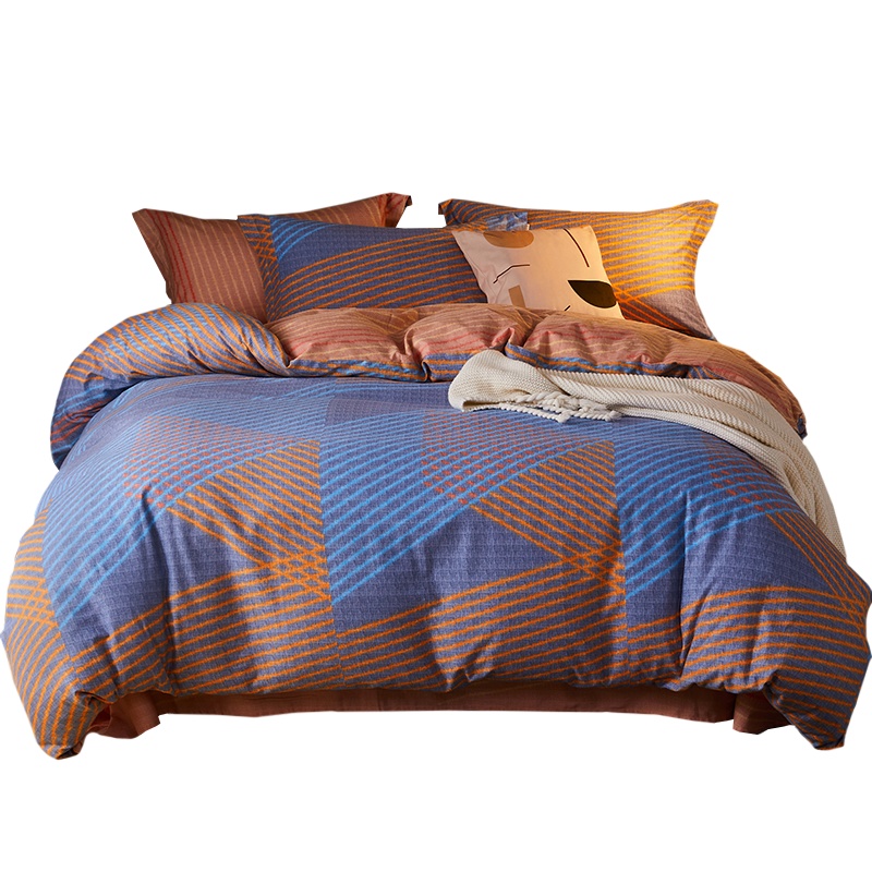 博洋家纺磨毛四件套全棉纯棉简约北欧风加厚床上用品被套被罩床单曲线格调