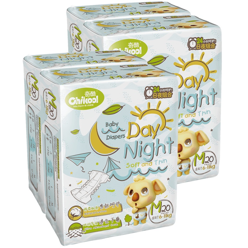 奇酷日夜用纸尿裤M80片 透气干爽男女宝宝通用婴儿尿不湿
