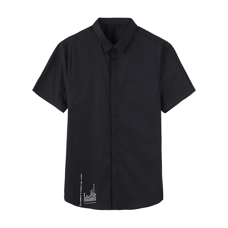 马克华菲夏新款商场同款简约休闲印花百搭短袖男士衬衫