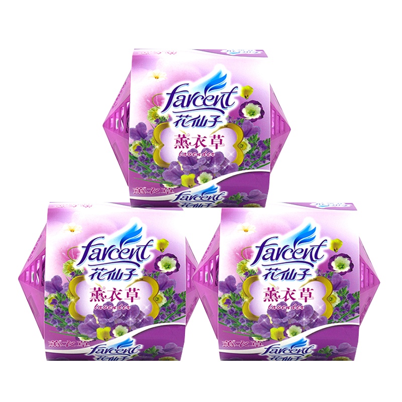 花仙子 薰衣草香清香剂厕所除臭卫生间香薰卧室内持久汽车香水膏状空气清新剂80g 3盒