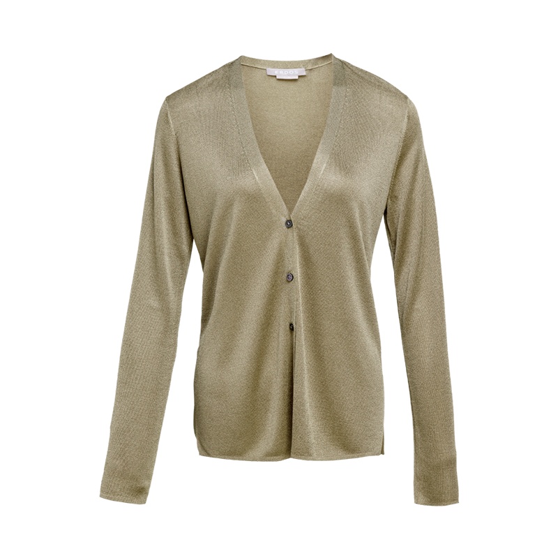 鄂尔多斯erdos 春夏精纺V领长袖开衫女式针织衫