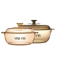 康宁(VISIONS) 高清系列透明套锅4L汤锅+2L透明锅 汤锅煮锅晶彩透明家庭套组
