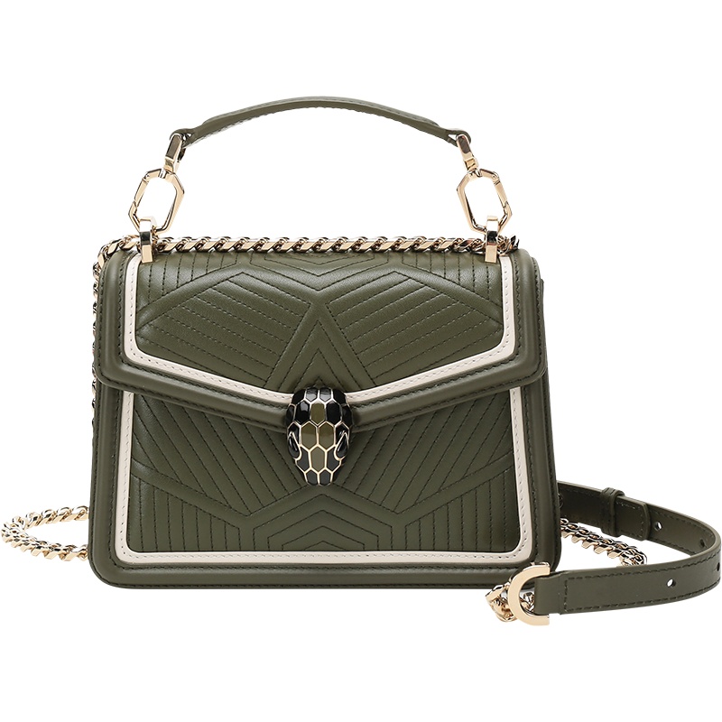 BVLGARI 宝格丽 女士 SERPENTI DIAMOND BLAST系列皮革蛇头扣手提单肩斜挎包 289941