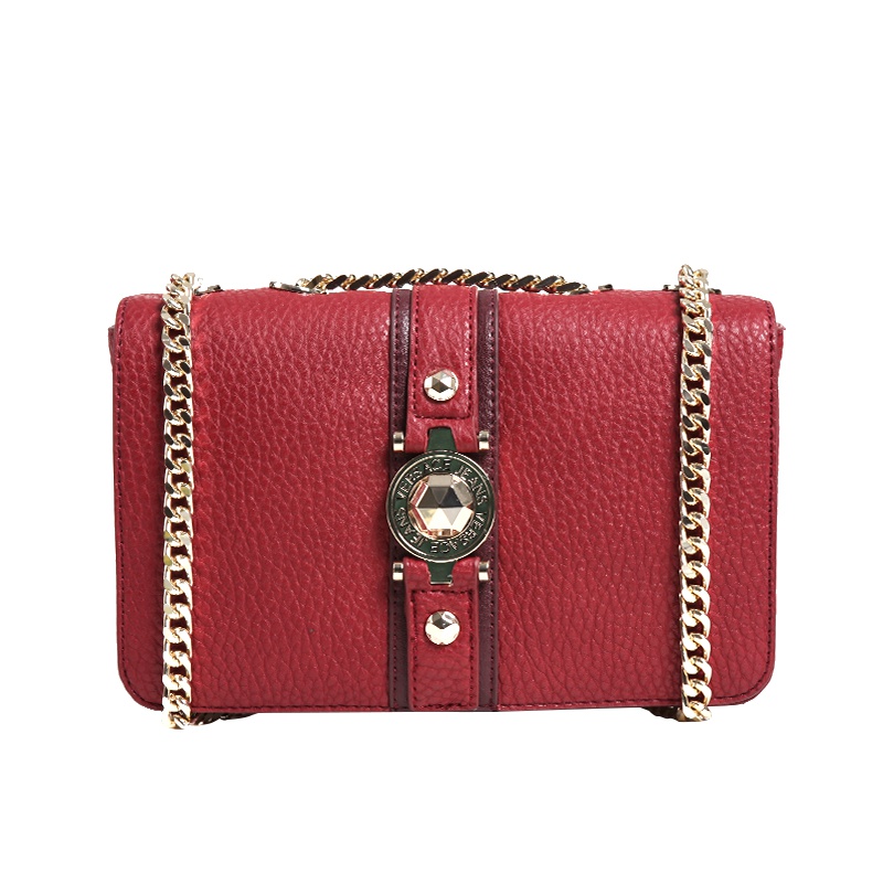 VERSACE JEANS范思哲 奢侈品女士红色聚酯纤维搭扣装饰单肩包轻奢品E1VSBBF8 70711 331
