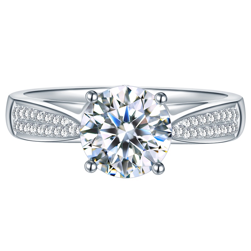 佐卡伊 倾慕我 18k金四爪钻戒女群镶钻石可1克拉定制求婚结婚钻石戒指