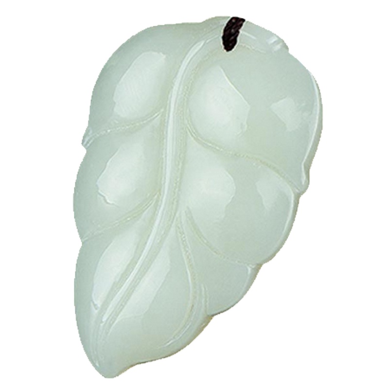 臻玉盈 天然和田玉吊坠玉石叶子挂件金枝玉叶项链男玉坠女毛衣链