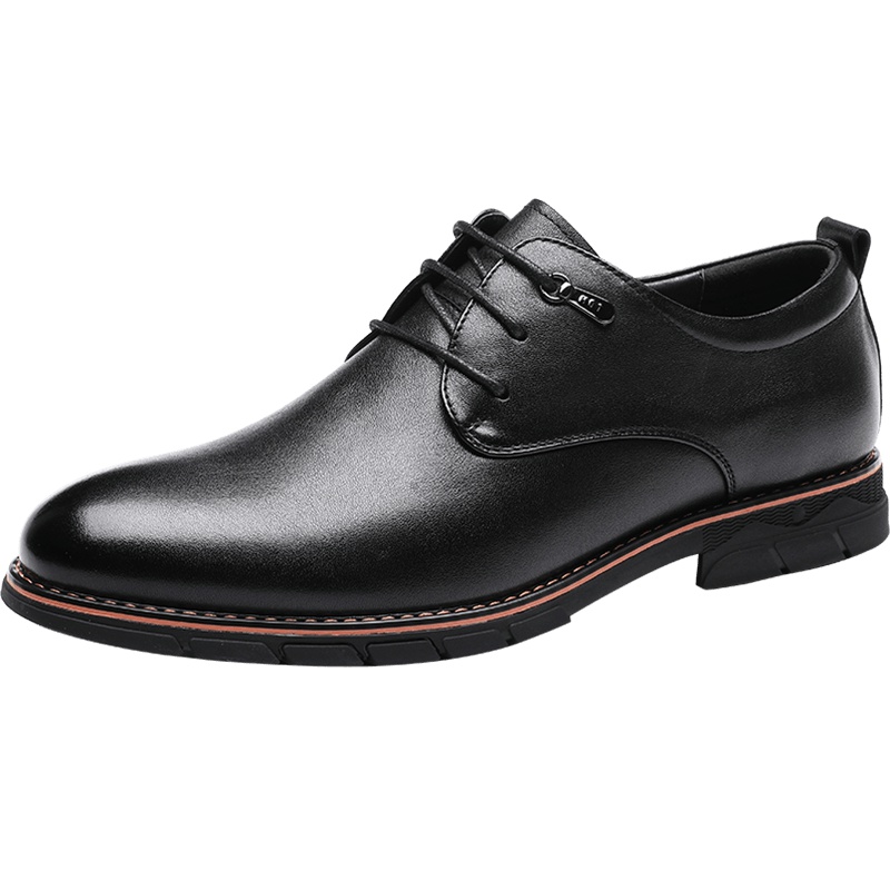 红蜻蜓男鞋秋季新款头层牛皮商务休闲鞋软面皮系带男低帮皮鞋